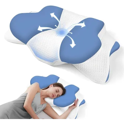 Produktbild von 1pc Memory Foam Zervix kissen, 2 in 1 ergonomisches ortho pä disches Kontur kissen gegen Nackens ch merzen, konturierte Stütz kissen, Nacken kissen