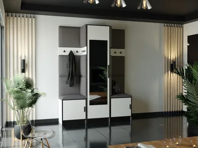 Produktbild von KIER FURNITURE Kleiderschrank, Weiß + Stoff Grau - 159,6x205x39cm