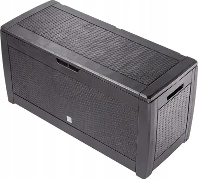 A dark brown plastic storage box with a textured lid and sides, shown from a slightly elevated angle against a white background.