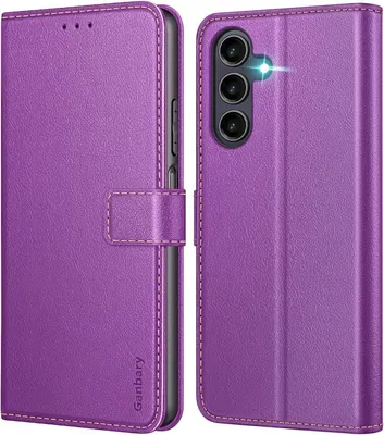 Produktbild von Samsung Galaxy A25 5G Handyhülle - Premium Leder Klapphülle mit Kartenschlitzen, Magnetverschluss, Standfunktion - Violett