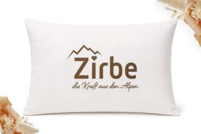 Produktbild von Zirbenkissen 30x20cm Gefüllt mit Zirben Zirbenspäne (Zirbe-30x20-Schrift)