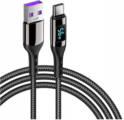 Produktbild von Toocki USB-C Kabel KK21R mit Amperemeter, Nylon-Ummantelung, Schnellladung