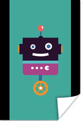 Produktbild von MuchoWow® Poster Roboter - Rad - Lila - Grün - Jungen - Kinder 80x160 cm - Kinderzimmer