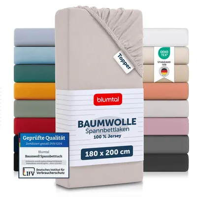 Produktbild von Blumtal 2er Set Spannbettlaken für Topper 180x200x15 cm - 100% Baumwolle