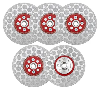 Produktbild von Diamant-Trennscheibe 125mm 5 Stück Schneiden & Schleifen für Fliesen Marmor Quarz Winkelschleifer M14