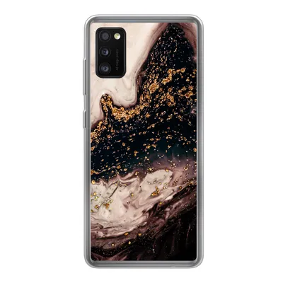 Produktbild von MuchoWow® Handyhülle Schutzhülle Hülle für Samsung Galaxy A41 Naturstein - Gold - Schwarz Silikon Softcase Handy Hülle - Mobiltelefon