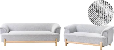 Produktbild von BELIANI 5-Sitzer Sofa Set Hellgrau Meliert Stoffbezug mit Breiten Armlehnen Holzbeine Dicke Nähte Freistellbar Modernes Design Wohnzimmer Sitzgruppe