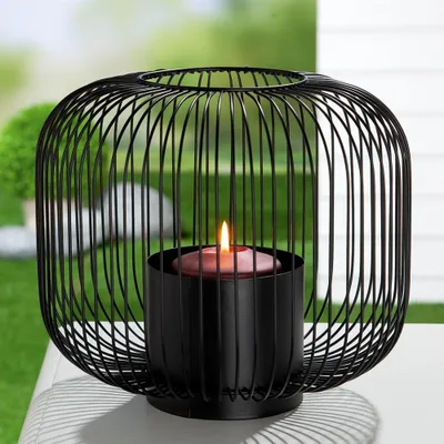 Produktbild von Casablanca Windlicht, "Filo", Metall, schwarz, , H. 24 cm, D. 26 cm 69073