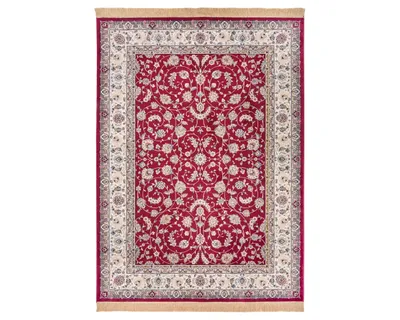 Zdjęcie produktu dla Dywan do salonu 195x300cm, klasyczny wzór czerwono kremowy z frędzlami