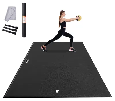 Produktbild von VEVOR Trainingsmatte, Rutschfeste Hochdichte Premium Yogamatte, Trainings-Yogamatte für Männer & Frauen, Fitness- & Trainingsmatte mit Tasche & Tragegurt, für alle Arten von Home Yoga, Pilates & Bodenübungen (7x5ft), 8 ft, 5 ft-a