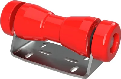 Obrázok produktu pre Polyuretánový kýlový valec s držiakom B vrátane koncoviek pomoc pri spúšťaní prívesu na čln pozinkované SUPROD, 180 mm (+ EC), červená