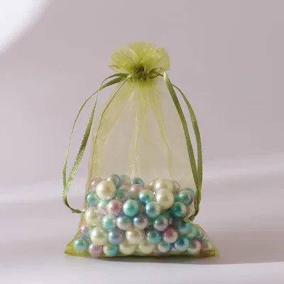 Produktbild von 100 Stück Organzasäckchen,Geschenk Hochzeit Säckchen,9 * 12cm,Organza Beutel Mit Kordelzug,Kleine Geschenk Organzabeutel, Für Weihnachten Oder Festival Party (Grün)