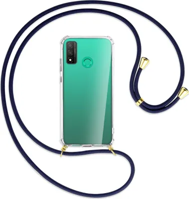 Produktbild von Handykette Backcover-Schutzhülle mit Band (Metall goldfarben) für Huawei P Smart 2020 - dunkelblau