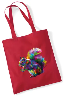 Produktbild von Huuraa Jutebeutel Eichhörnchen Colorful 10 Liter Classic Red Baumwolle Tasche Geschenkidee