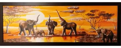Obrázek produktu pro Obraz v rámu 3090 Sloni 90 x 30 cm