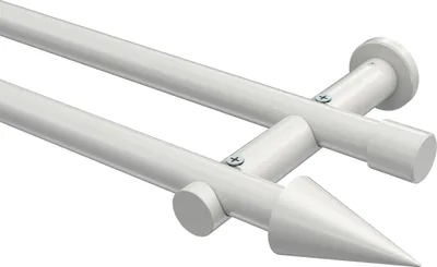 Produktbild von Interdeco Gardinenstange / Vorhangstange Weiß, Typ Platon Savio (Kegel) ohne Ringe, 20 mm Ø 2-läufig, 240 cm