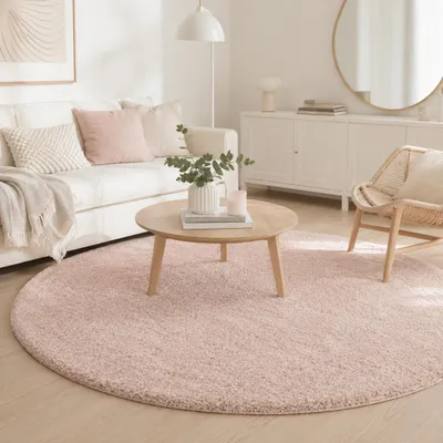 Produktbild von Aloha Rosa – Hochflor Langflor Shaggy Teppich Rund, Größe:120 cm Rund