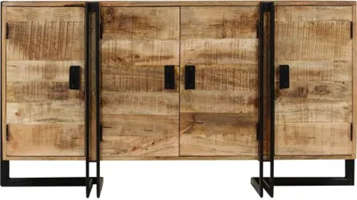 Image de vidaXL Buffet en bois massif de manguier 150x40x80 cm