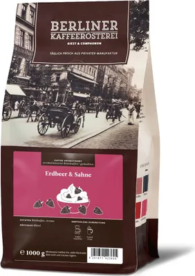 Produktbild von Berliner Kaffeerösterei - aromatisierter Kaffee Erdbeer & Sahne (1000g / Kaffeemaschine)