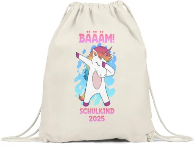 Produktbild von Bäääm Schulkind 2025 Turnbeutel Gymsack Einschulungsgeschenk Einhorn Unicorn Schulstart Grundschule