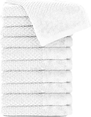 Produktbild von Pure Label 10-TLG Gästehandtücher 30x50 cm mit Aufhängeschlaufe aus 100% Baumwolle, saugstark und weich | 10 Gästehandtücher Weiß, 30x50cm