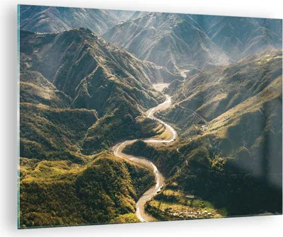 Produktbild von Bilder auf glas - Einteilig - Berge Weg Wald - 70x50cm - Glasbilder - Wandbilder - Bilder - zum Aufhängen bereit - Wanddekoration aus Glas - Glas Bilder - Wandbild auf Glas - GAA70x50-4700