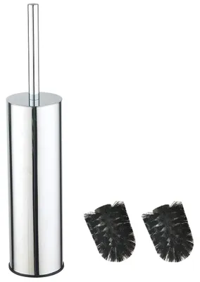 Obrázok produktu pre Omgoods – Okrúhly držiak na toaletnú kefu s kefou – nerezová oceľ, chróm