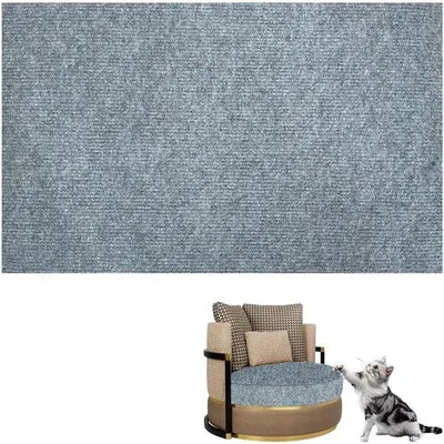Produktbild von Klebefoefijn für Katzen, Selbstklebende Beschutzung gegen Kratzer, für Sessel, Katzenkrallefolie, Selbstklebend, schneidbarer Teppich für Katzen, Möbel, Teppich, Sesselbeschutzung, 30 x 100 cm, grau