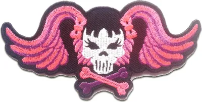Produktbild von Totenkopf Mit Flügel Skelett - Aufnäher, Bügelbild, Aufbügler, Applikationen, Patches, Flicken, Zum Aufbügeln, Größe: 5.9 x 11.9 cm