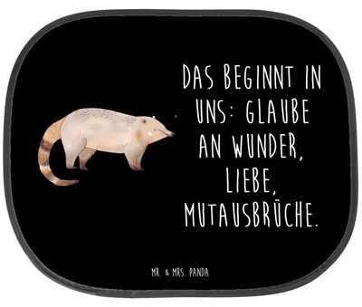 Produktbild von Mr. & Mrs. Panda Sonnenschutz für Autoscheiben Nasenbär - Schwarz - Geschenk, Sonnenblende Auto, Nasenbären, Rüsselbär, Bär, saugnapf, Fürs, Lustige Sprüche