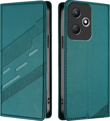 Produktbild von Hülle für Infinix Hot 30 Play NFC, Kunstleder Brieftaschen Handyhülle mit Kartenfach und Standfunktion Grün