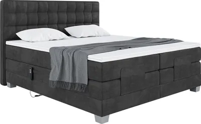 Produktbild von MEBLINI Boxspringbett Elektrisch Verstellbar - Gepolstert Doppelbett mit Matratzen und Toppers - Polsterbett - Bett mit Kopfteil - EDISON - 160x200 - H3/Schwarz Samt