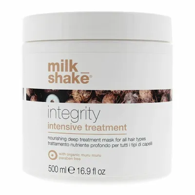 A white jar of Milk_Shake Integrity Intensive Treatment hair mask.