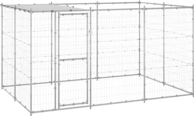 Immagine prodotto di Gabbia per Cani da Esterno in Acciaio Zincato con Tetto 7,26 m²