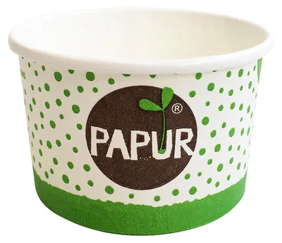Produktbild von 100x Eisbecher Pappbecher PAPUR 100% ohne Kunststoff 260ml Ø92 Höhe 55mm