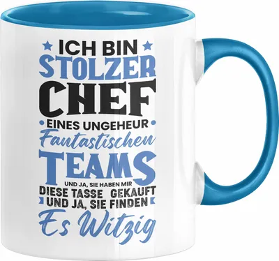 Produktbild von Chef Geschenk Lustig Tasse für Chef vom Team Ich Bin Stolzer Chef Eines Ungeheuer Fantastischen Teams (Blau)