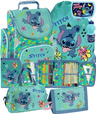 Produktbild von 7tlg Lilo und stitch Schulranzen set Rucksack Federtasche Sportbeutel Trinkflasche Brotdose schultasche Tornister fur madchen