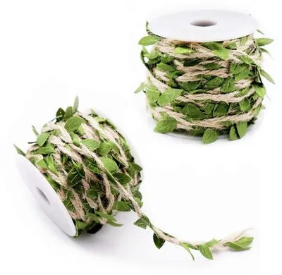 Image de Plante grimpante en plastique avec corde en jute et feuilles, décoration pour la maison et le jardin