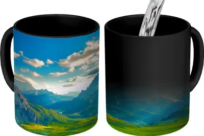 Obrázek produktu pro MuchoWow® Kouzelný pohár Alpy - Slunce - Příroda 350 ml Barva měnící se pohár Dárkový nápad - foto hrnek