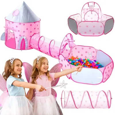 Produktbild von Woopie 3-in-1-Zelt Princess Palace Xxl House Tunnel Dry Pool