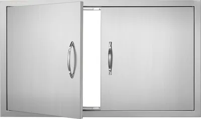 Immagine prodotto di Porta di accesso al barbecue VEVOR, 915 x 533 x 46 mm, doppia porta per cucina esterna, porta in acciaio inox da incasso, porta verticale a parete con maniglie, per isola barbecue, postazione barbecue, mobile esterno, ecc.