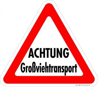 Produktbild von PVC - Aufkleber - Achtung - Großviehtransport - 307443 - Gr. ca. 32 x 28 cm