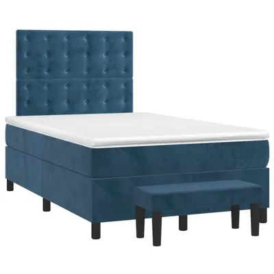 Produktbild von Boxspringbett mit Matratze Dunkelblau 120x190 cm Samt