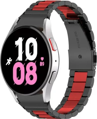 Produktbild von Strap-it Gliederarmband - Kompatibel mit Samsung Galaxy Watch 5 Armband 44mm Ersatzarmband Edelstahl - Faltschließe - Hochwertiges Material - für Samsung Galaxy Armband Rot