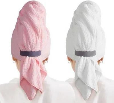 Produktbild von Haarturban aus Mikrofaser - Schnelltrocknende Haarhandtuch mit elastischem Band für lockiges Haar