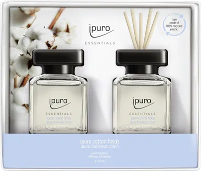 Produktbild von ipuro ESSENTIALS Raumduft Set Baumwolle Fields 2 x 50 ml