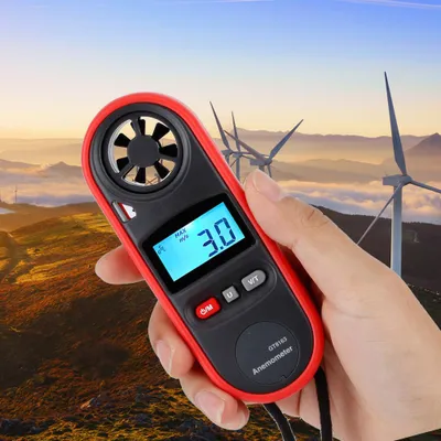 Image de GT8163 Anémomètre numérique portable à écran LCD, appareil de mesure de la vitesse et de la température du vent