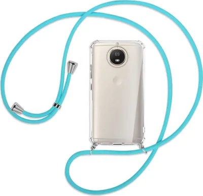 Produktbild von Handykette Backcover-Schutzhülle mit Band (Metall silberfarben) für Motorola Moto G5S - türkis