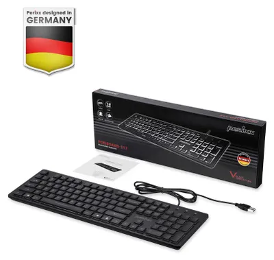 Immagine prodotto di Perixx PERIBOARD-317 DE, illuminato, cavo USB, caratteri grandi, nero