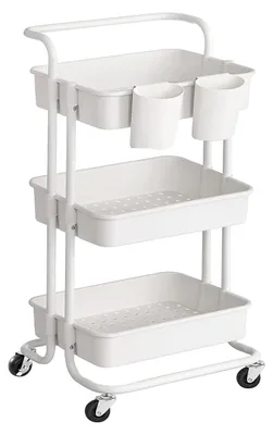 Obrázok produktu pre 3-poschodový vozík na kolieskach – vozík – úložný vozík – oceľová konštrukcia – 41,6 x 33,5 x 86,3 cm